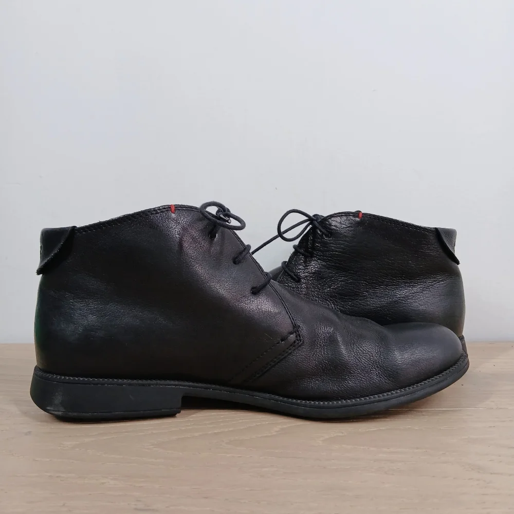 Camper Black Leather Lace-Up Chukka Ankle Boots Men's 10‎ Made in Spain